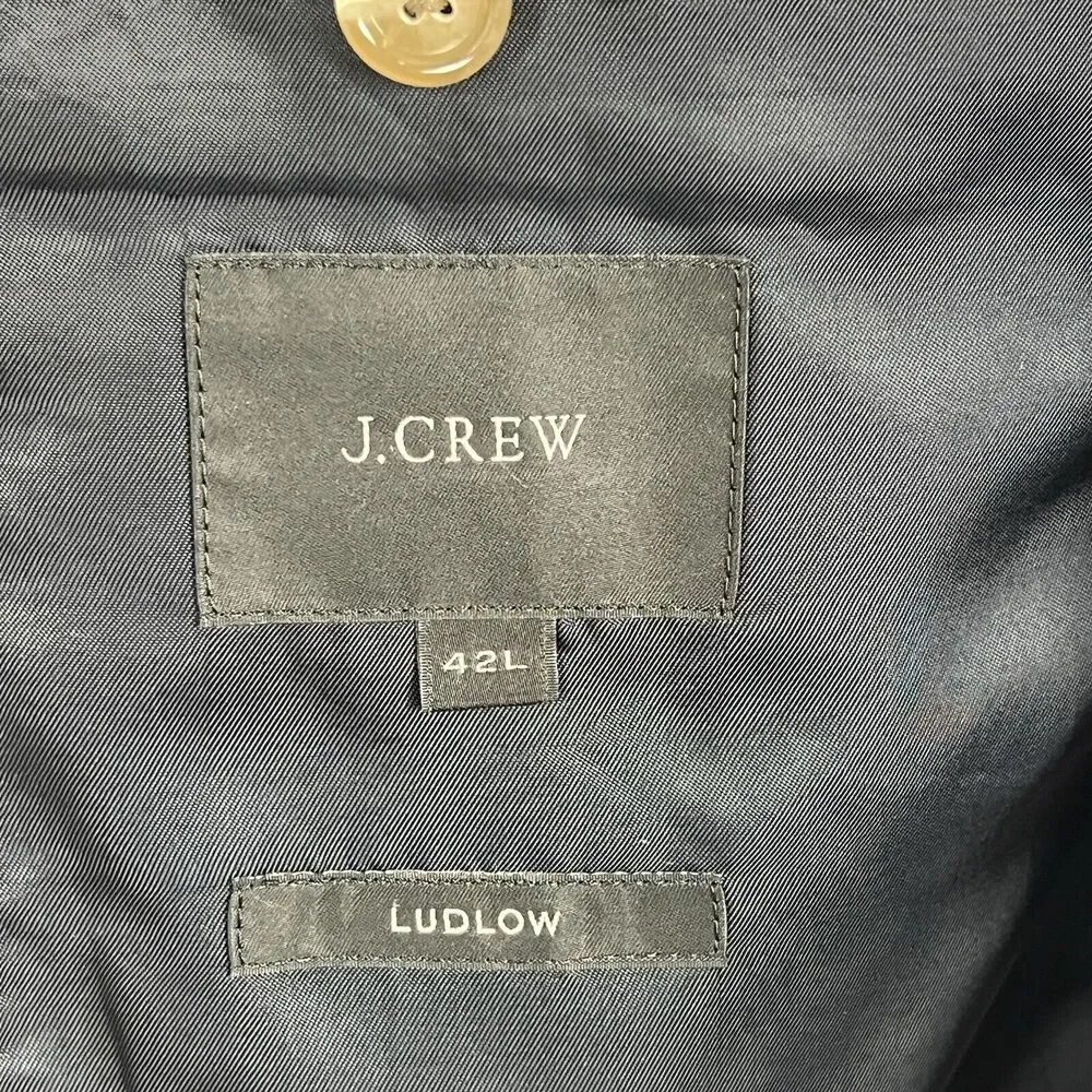 J Crew Ludlow Mens 42L Gray Cross Weave Sport Coat Italian Wool Tollegno
